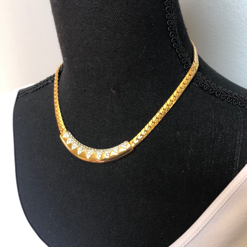 16” Gold Tone Necklace w/ Savorski Crystals